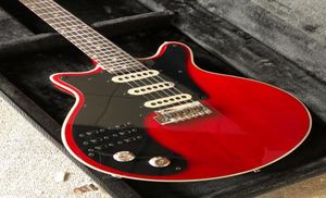 Lefthed Guild BM Brian May Wine Red Guitar électrique 3 Camiques simples Burns Tremolo Bridge 6 Switch Chrome Hardware 6288720