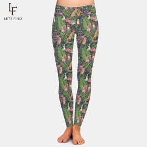 Leggings LETSFIND 3D Animales del bosque Ardillas Conejos y búhos Impresión digital Fitness Pantalones de mujer Cintura alta Estiramiento suave Leggins completos