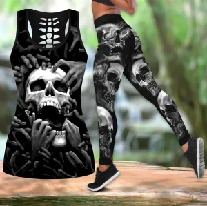 Leggings Leggings de mujer Moda 3D Impreso The Grim Reaper Skull Tattoo Combo Legging + Tank Sexy Elástico Leggings ajustados para mujer DDK20