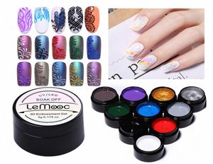 LEMOOC 5ml Gell 3D Gel Polon Polish Silver Gold Couleurs peinture Dessin de la sculpture Nail Art Design Gel Off UV Varnish UJJ08714590