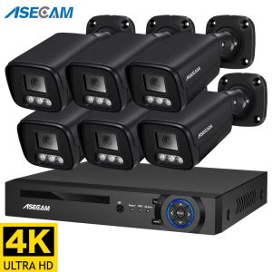 Lens 4K Security Camera System Kit 8MP Poe IP NVR Audio Record Color Night Vision Home CCTV SET DE SORVEILLANCE VIDÉO XMEYE