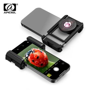 Lentille Apexel Digital Microscope Lens 100x mini caméra portable avec LED Film Lights CPL Filtre Téléphone Adaptateur pour les téléphones iPhone Xiaomi