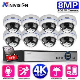 Lente CCTV Security Camera System Home Video Surveillanc 8ch 4K 5MP 8MP Kit AI Audio Outdoor IP Secure Camera Poe Xmeye App NVR