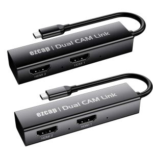 Lens EZCAP314 Carte de capture vidéo HD à deux port HD HDMI pour taper C Boîte d'enregistrement vidéo 4K 1080p 60fps Streaming en direct pour la caméra de jeu PC
