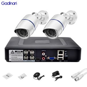 Lente gadinan 1080p 5mp 2pcs H.265X CCTV Sistema de vigilancia SEGURIDAD AHD Camera Recordadora de 4 CH Kit DVR Security Camera de seguridad al aire libre