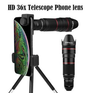 Lente HD 36x Telescopio Lente Profesional Tele Zoom Lentes de cámara con trípode para iPhone 15 14 13 12 Pro Max Samsung Smartphones