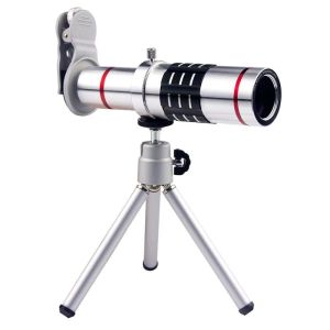 Lentille Universal 18x Zoom Telescope Telephoto Televerk Camera Lens avec Tripod Mount Mobile Phone Clip pour iPhone, Galaxy et autres téléphones intelligents