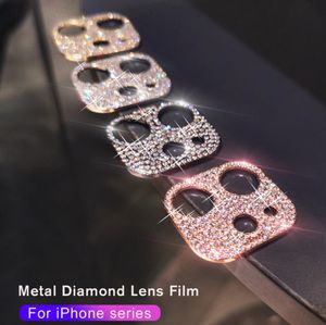 Lente diamante traseira caso de metal para Mobile Phone Cases iphone 13 pro max c￢mera prote￣o anel iphone13 mini i telefone aifon 13pro capa filme funda
