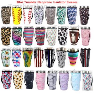 Reutilizable Drinkware Handle 32 Design Print 30oz Tumbler Ice Coffee Cup Funda de manga Neopreno Mangas aisladas Titular Bolsas Bolsa para 32oz Vasos Taza Botella de agua