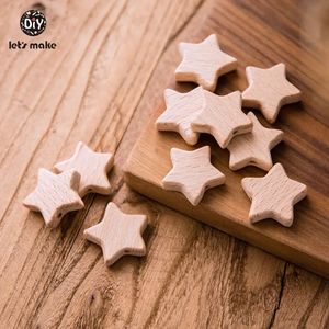 Permet de faire 100pcs Baby Doking Beads une forme d'étoile en bois de bricolage de bricolage Bracelet infirmier de qualité alimentaire de grade en bois 240415