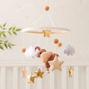 Faisons des hochets en bois pour bébé, dessin animé, éléphant, étoile nuageuse, lune, feutre doux, cloche de lit suspendue, berceau Mobile, jouet éducatif Montessori 240327