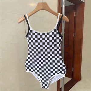 Lettre Badge body maillots de bain pour femmes motif à carreaux une pièce maillot de bain vacances Surf natation maillot de bain