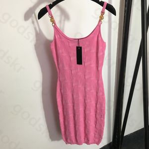 Robe en tricot avec lettres imprimées pour femmes, Sexy, boutons sur les épaules, marque de mode, jupe Slim, débardeur