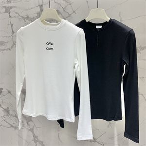 Lettre femmes tricoté pull hauts t-shirt concepteur blanc noir à manches longues chemises décontracté femme pulls haut