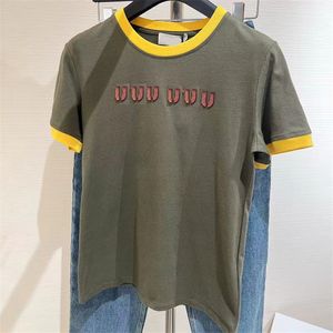 Carta de las mujeres T Shirt Tops Diseñador de lujo Contraste Color Tees Casual Verano Camisas de manga corta