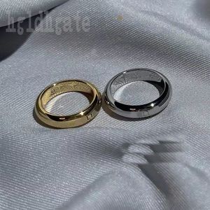 Anillos de diseñador de letras para mujer anillo de compromiso tamaño 10 chapado en plata dorado redondo liso color sólido bague moda hombres prometen anillo de lujo pareja ZB054 F23
