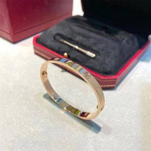 Lettres gravées amour à l'intérieur du bracelet de luxe pour dames hip hop punk métal lisse bracelets couleur pure classique vis bracelets élégant romantique ZB061 E23