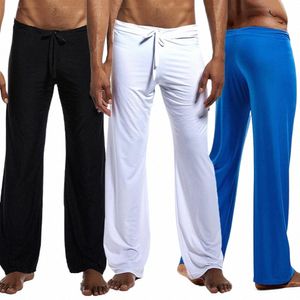 LG Pantalones de yoga Longitud de los hombres Pantalones sueltos para correr Hombres Casual Color sólido Cordón de cintura baja Pantalones sueltos Pantalones de yoga para correr j8W8 #