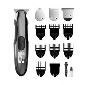 Kit de cortador de cortador de cabello inalámbrico 4 en 1 Clippers de cabello Maquinilla de afeitar eléctrica Aseo de barba 3 velocidades T-Blade Detailer para hombres P0817