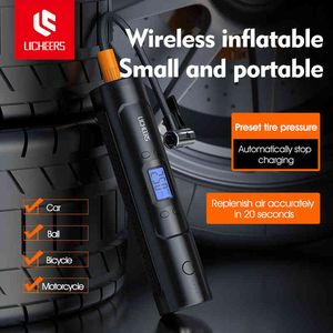 Licheers gonfleur de pneu à Air Rechargeable sans fil 12V 150PSI compresseur Portable pompe à pneu numérique pour balles de vélo de voiture