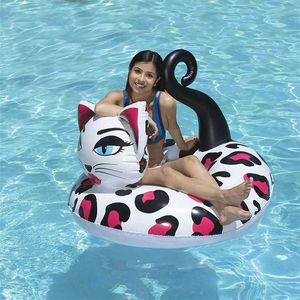 Chaleco salvavidas boya pintada gato gigante piscina inflable flotador tubo balsa anillo de natación piscina juguetes cama de agua círculo boia piscina para adultos niños T221214
