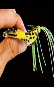 Leurre de pêche grenouille souple réaliste appât en plastique souple appât d'eau supérieure manivelle Minnow Popper attirail basse Snakehead receveur appâts Set7928916