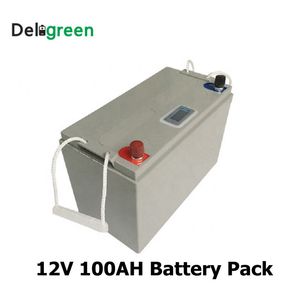 Batterie LiFePO4 12V 100AH Lithium Li-ion pour vélos électriques EV UPS Batteries de stockage d'énergie solaire avec affichage Led Buit dans BMS