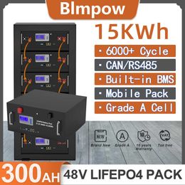 LiFePO4 48V 300Ah 200AH 15KW 10KW Batterie CAN/RS485 Grade A Cellule Lithium 32 Parellel PC Monitor 6000+ Cycle pour la sauvegarde à domicile