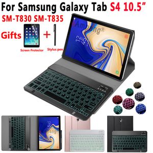 Étui de clavier rétro-éclairé léger pour Samsung Galaxy Tab S4 10.5 SM-T830 SM-T835 T830 T835, housse en cuir pour tablette, clavier Bluetooth