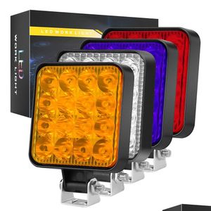 Barras de luz Luces de trabajo Venta de fabricantes Venta al por mayor Coche LED Trabajo 12V Mini Plástico Cuadrado 16 48W Asistencia de conducción Modificado Dhtap