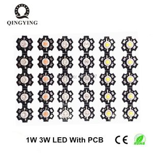 Perles légères 100pcs 1W 3W LED haute puissance blanche chaude froide jaune rouge foncé vert bleu vert 445 nm 660 nm avec PCB d'étoile 20 mm