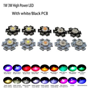 Perles lumineuses 10 pièces 1W 3W haute puissance LED spectre complet blanc chaud vert bleu rouge profond 660nm Royal IR UV avec PCB étoile noire de 20mm