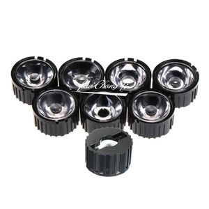 Perlas de luz 5/8/15/25/30/45/60/90/120 grados Lente LED con soporte negro para lámpara de alta potencia de 1W 3W 5W 10pcs