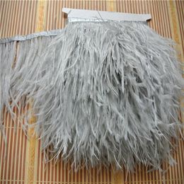 Garniture en plumes d'autruche gris clair frange en plumes d'autruche garniture en plumes 5-6 pouces de largeur pour coudre artisanat custom222E