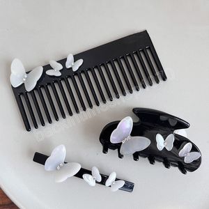 Pinzas para el pelo de mariposa 3D de lujo ligeras, pinzas para el pelo para niñas, horquillas de estilo francés, pinzas para el pelo con peine, accesorios para el cabello