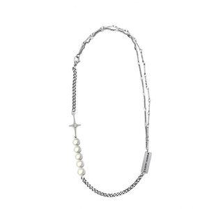 Collier de perles réfléchissantes pour hommes et femmes, niche de luxe légère, marque originale, couture carrée croisée, clavicule rouge