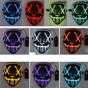 Light Up Halloween Mask Scary Glow EL Wire Neon Masques Complets Costume pour Hommes Femmes Festival Party Performance Led Props 3 Moldes