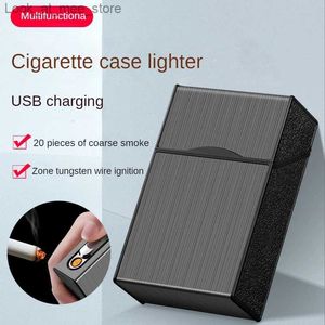 Encendedores 20 cajas de cigarros caja de luz USB de carga caja electrónica accesorios para fumar portátil a prueba de viento para hombre envío gratis regalo Q240305