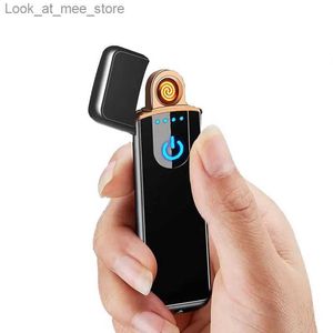 Encendedores USB portátil a prueba de viento Lámpara de plástico Carga Sensor táctil Accesorios para cigarrillos Regalo para hombre Q240305