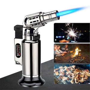 Lighters Metal Windproof Turbo Gas Lighters Soudage Torch Cuisine Cuisine Cuisine Flame Ajustement Power Spray Gun Cigar Lighter for Men GodS T240422