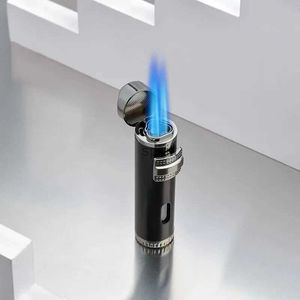 Encendedores Nuevo encendedor de cigarros a prueba de viento Mini bolsillo 3 Jet Antorcha Llama azul Antorcha de gas butano Encendedores de cigarrillos Accesorios para cigarros con aguja YQ240124