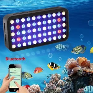 Iluminación 165W LED Luz de acuario Temporizador Iluminación Arrecife Marino Coral Pecera Espectro completo Acuario de agua de mar Control Bluetooth Regulable