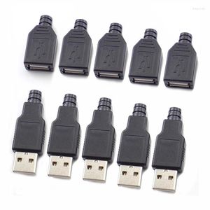 Accesorios de iluminación conector USB 2,0 tipo A macho hembra enchufe de 4 pines con cubierta de plástico negro tipo A para Kits de bricolaje