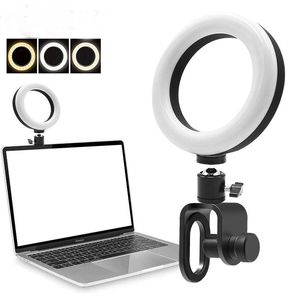 Éclairage Selfie Ring Light Clip avec pince de montage Bureau Maquillage Vidéo 360 degrés Rotatif Anneau Lampe Dimmable Couleur Live Steam Webcam