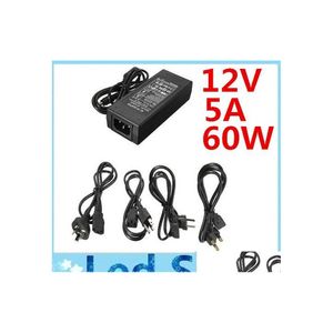 Transformateurs d'éclairage AC 110240V à DC 12V 5A 60W, alimentation électrique, ajoutez 1.2M avec prise EU/Au/Uk/Us, garantie 3 ans de livraison directe, lumières Otnke