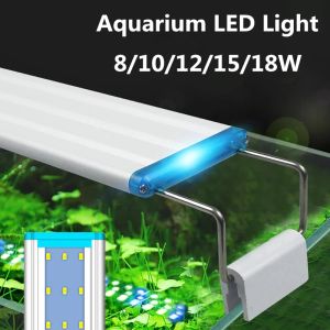 Éclairages 220V Super Slim Aquarium LED Light Clip Lampe Fish Tank Plante aquatique Grow Lighting 1870cm Extensible étanche 818W