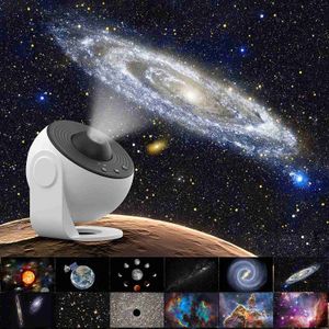 Luces 12 discos Galaxy Night Light Planetarium Star Proyector HD Imagen Proyección LED Lámpara de mesa para el hogar Dormitorio Habitación de los niños Decoración HKD230704