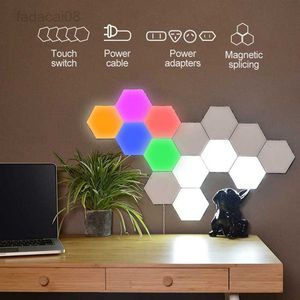 Lights Hexagonal Wall Quantum Touch Sensor Night DIY Honeycomb Magnetic Light Colorful LED Modular Lamp HKD230704