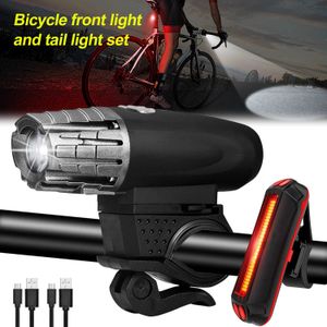 Lumières Étanche Avant Vélo Lumière USB Charge Vélo Lampe 4 Modes Vélo Phare avec LED Highlight Avertissement Feu Arrière Kit 0202