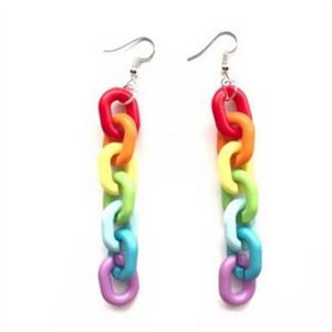 Boucles d'oreilles légères en résine acrylique arc-en-ciel, boucles d'oreilles pendantes en plastique, charme de sueur, boucles d'oreilles colorées pour femmes filles dames, bijoux à faire soi-même, vente en gros